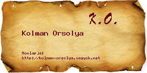 Kolman Orsolya névjegykártya